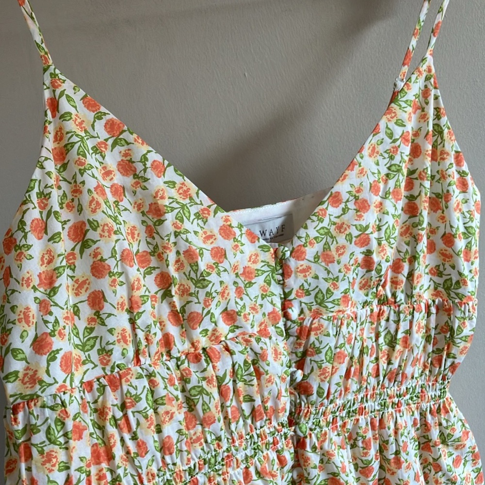 Wayf Floral midi dress strappy empire waist size Large New feminine - Picture 3 of 7